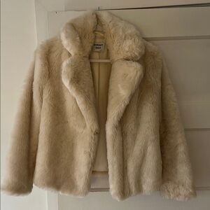 Aritzia Sunday Best Cream Faux Fur Jacket